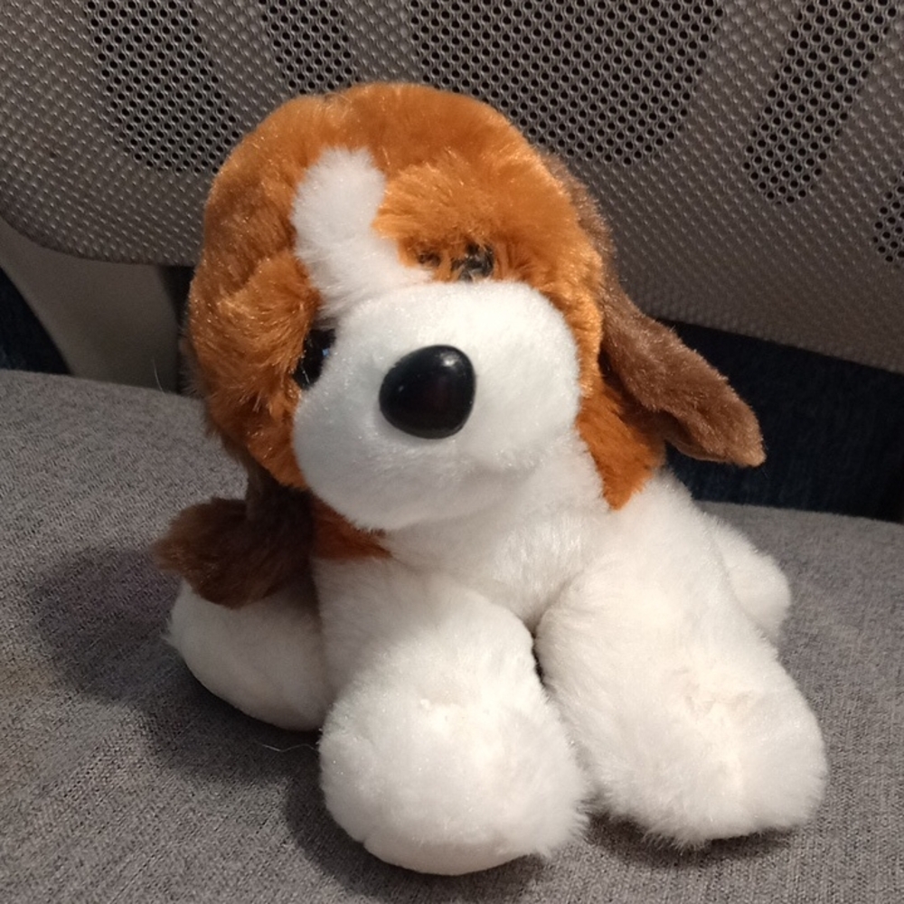 Plush Dog Toy - White and Brown